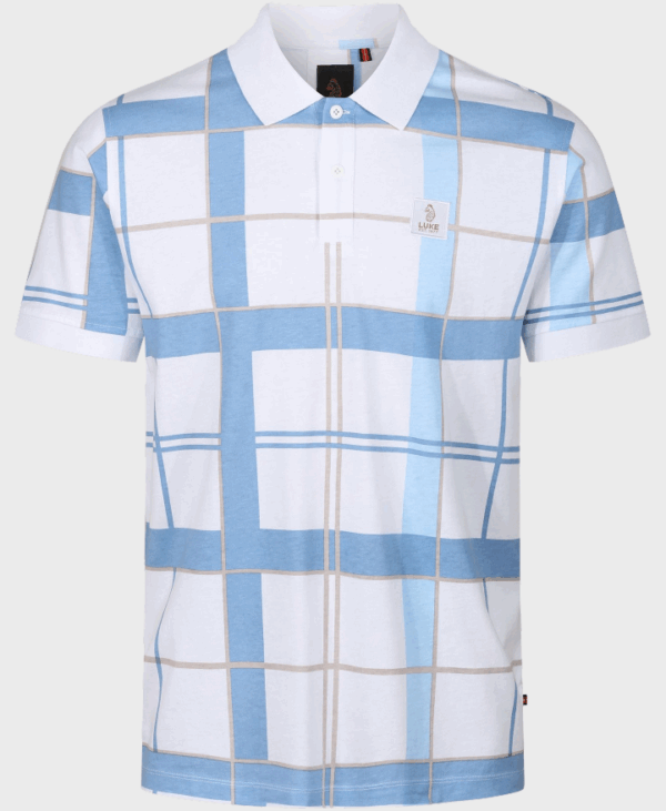 Luke 1977 M741452 Hadrians Polo Shirt White Denim Check