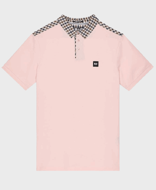 Weekend Offender Costa Mid Check Polo Pale Blush