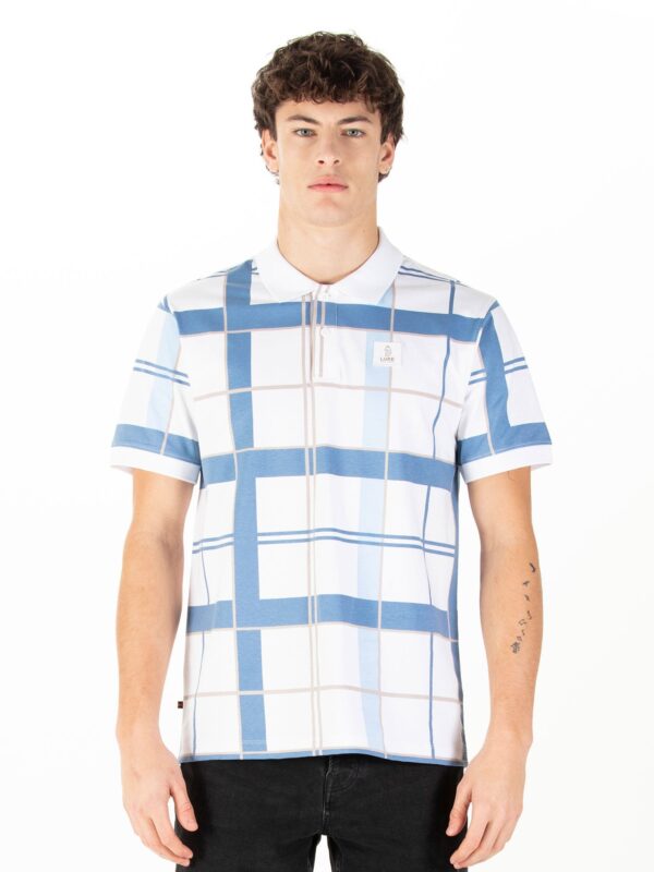 Luke 1977 M741452 Hadrians Polo Shirt White Denim Check - Image 2