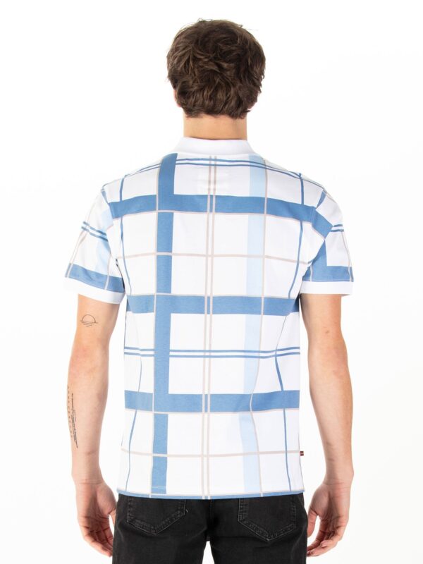 Luke 1977 M741452 Hadrians Polo Shirt White Denim Check - Image 3