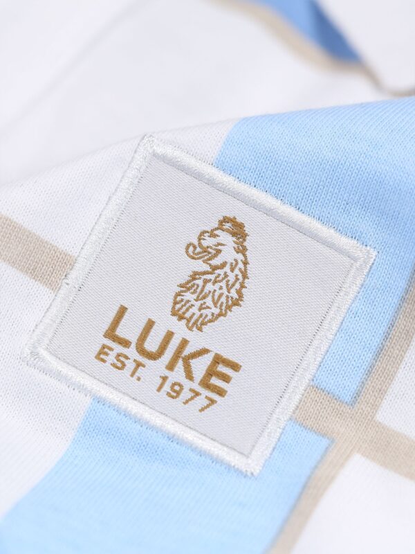 Luke 1977 M741452 Hadrians Polo Shirt White Denim Check - Image 4