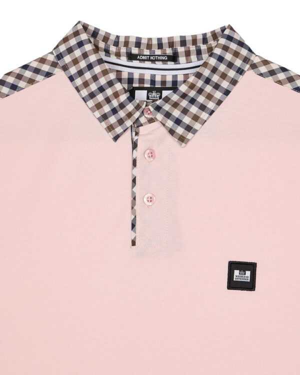 Weekend Offender Costa Mid Check Polo Pale Blush - Image 4